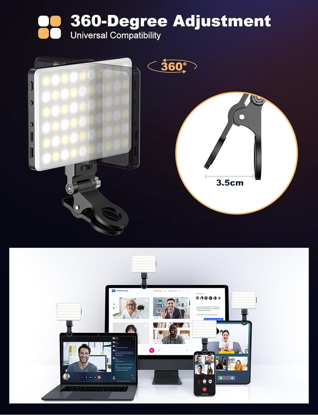 Illuminate Your World with the LED Selfie Light, Clip-On